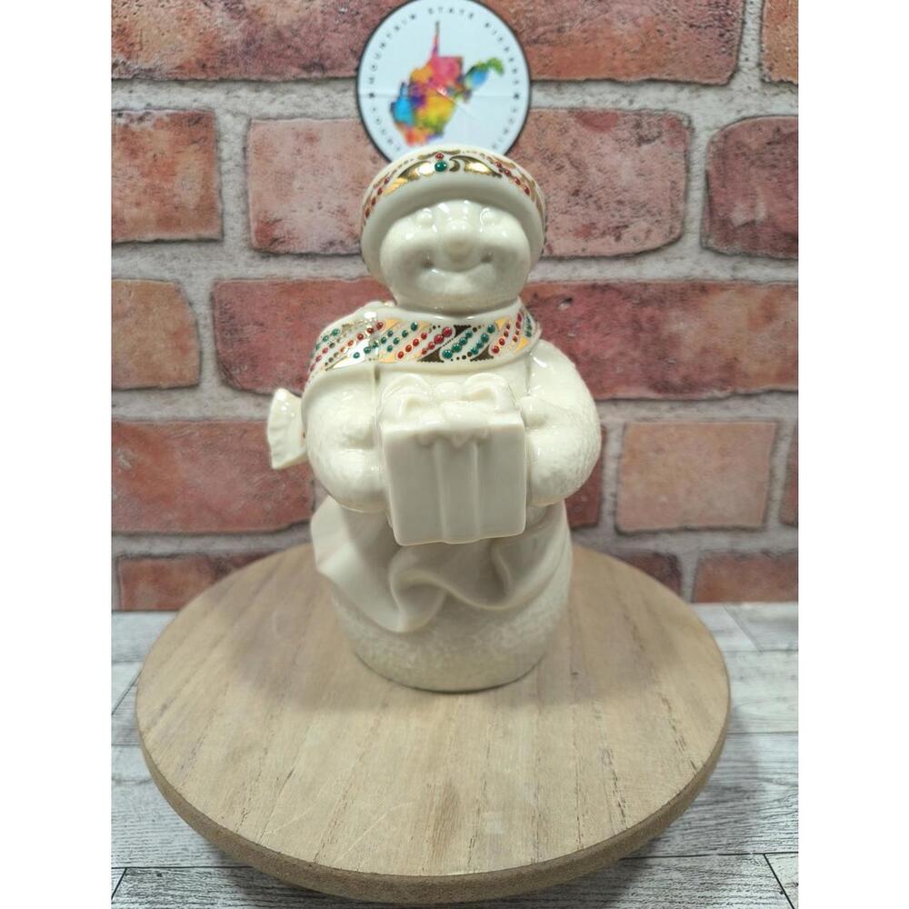 1996 Lenox China Jewels Collection Ivory Snowman 22k Gold Accents Merry Berry